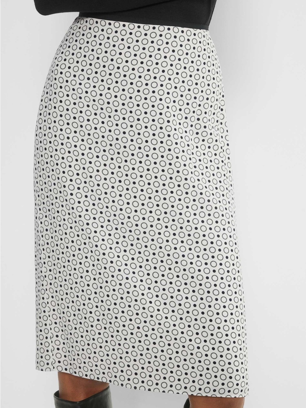 Aritzia Wilfred Isadora Silk Slip Midi Skirt - Black & White Size 8